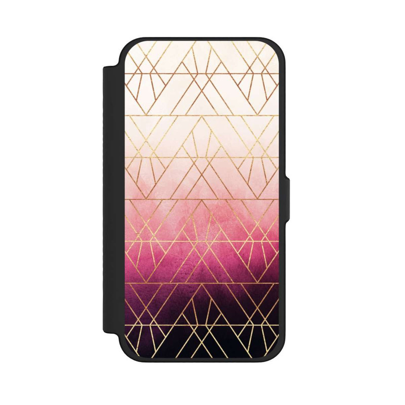 iPhone 12 Pro Max NIVOflip Pink Ombre Dreiecke Golddruck