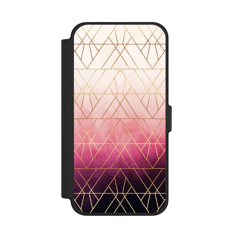 iPhone 12 Pro Max NIVOflip Pink Ombre Dreiecke Golddruck