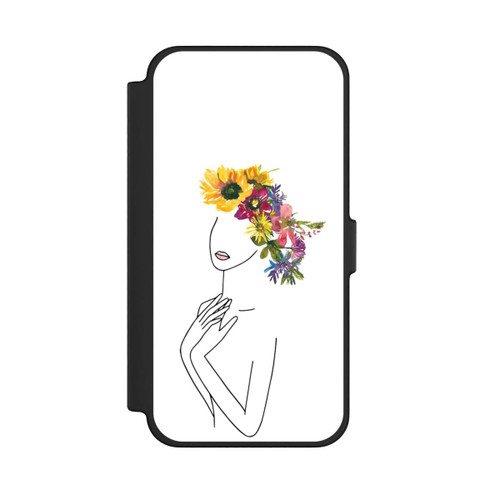 Apple iPhone 12 Pro Max NIVOflip Line Art Frau mit Blumenkrone