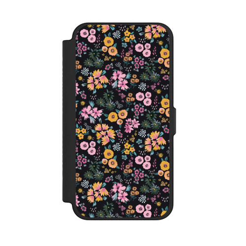 Apple iPhone 12 Pro Max NIVOflip Kleine bunte Blumen Schwarz 2