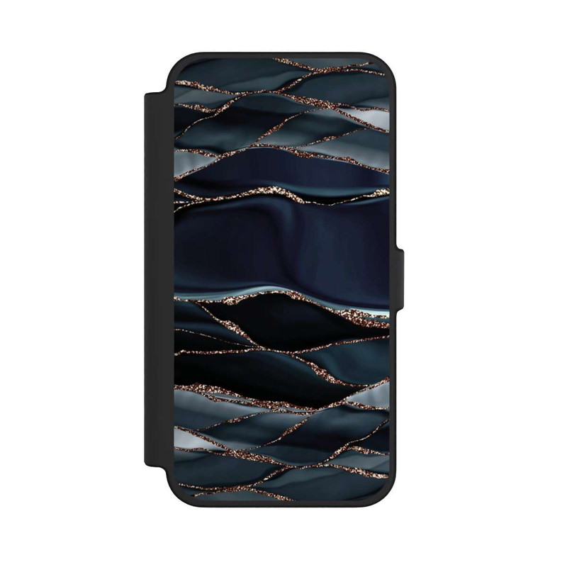 iPhone 12 Pro Max NIVOflip Dunkelgraue Streifen goldener Look
