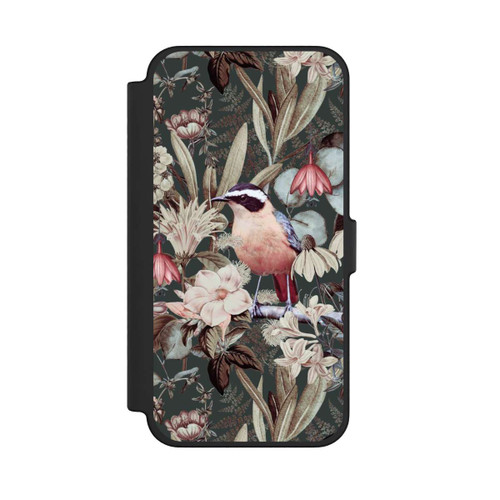 Apple iPhone 12 Pro Max NIVOflip Orangefarbener Vogel im Vintage Blumenmuster