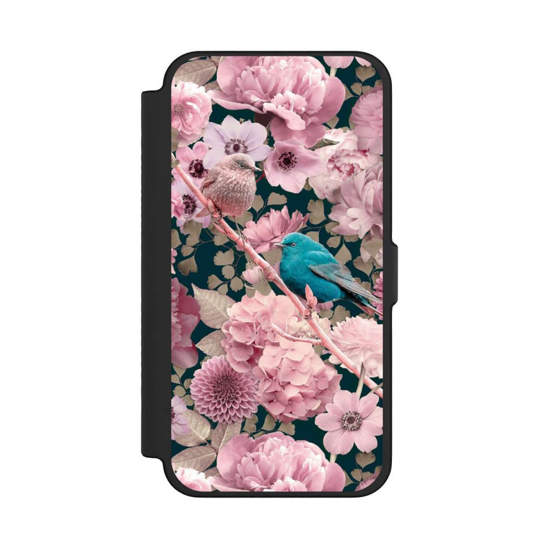 iPhone 12 Pro Max NIVOflip Spatzen im rosa Blumenmuster