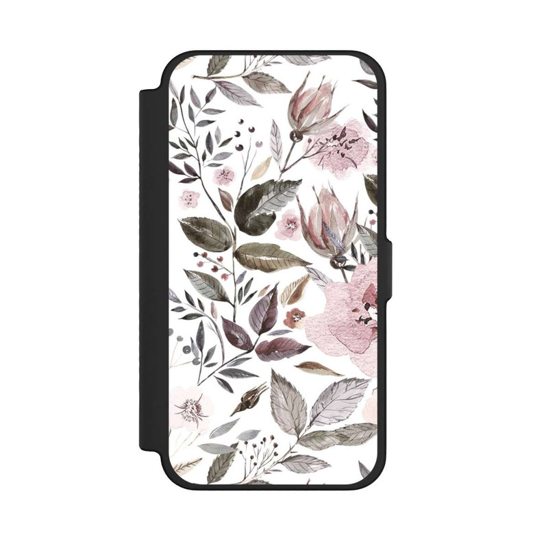 iPhone 12 Pro Max NIVOflip Aquarelle Fleurs Roses Brunes