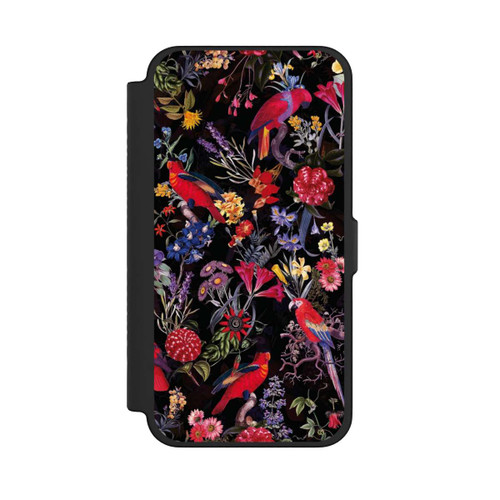 Apple iPhone 12 Pro Max NIVOflip Dark Flowers and Parrots
