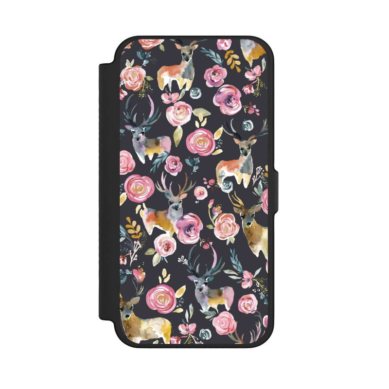 iPhone 12 Pro Max NIVOflip Cerfs et fleurs Anthracite