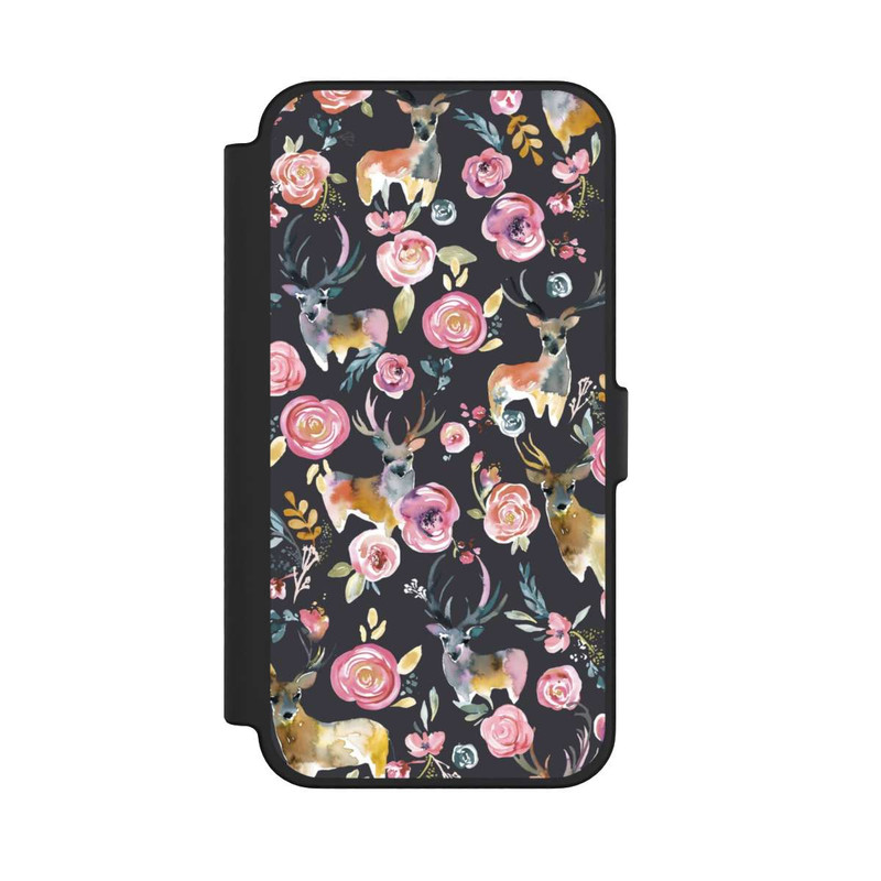iPhone 12 Pro Max NIVOflip Cerfs et fleurs Anthracite