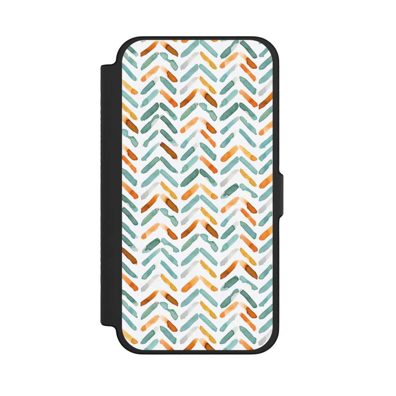 iPhone 12 Pro Max NIVOflip Elegantes Herbstchevron Blau Orange