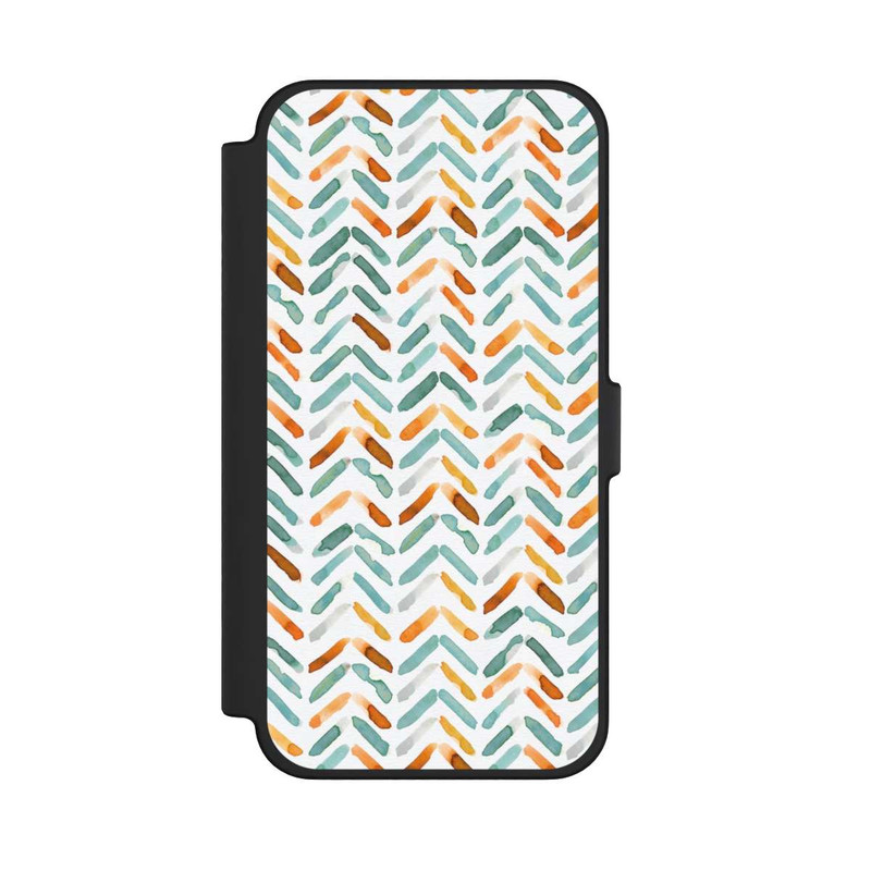 iPhone 12 Pro Max NIVOflip Elegantes Herbstchevron Blau Orange