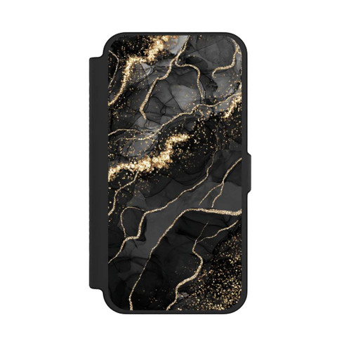 Apple iPhone 12 Pro Max NIVOflip Dunkler Marmor Wirbel Goldoptik