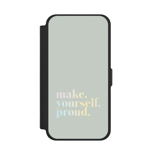 Apple iPhone 12 Pro Max NIVOflip Make Yourself Proud Zitat-Minze und Farbverlauf