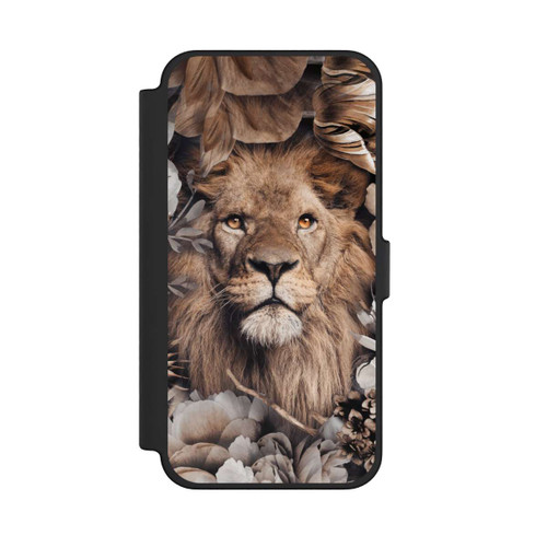 Apple iPhone 12 Pro Max NIVOflip Löwe Blumenrahmen Beige