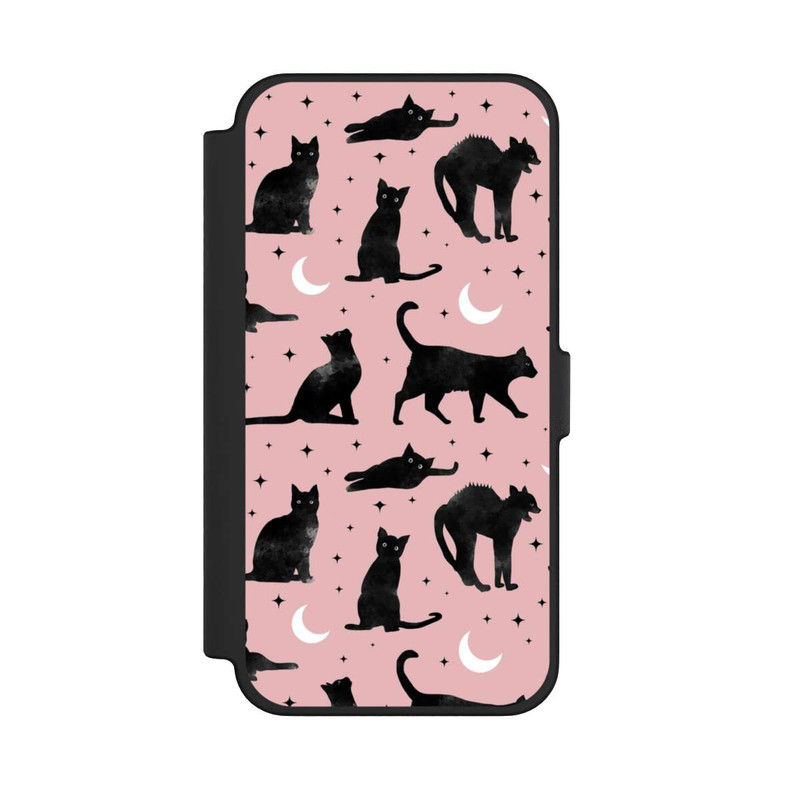 iPhone 12 Pro Max NIVOflip Lune & Chats Fond Rose