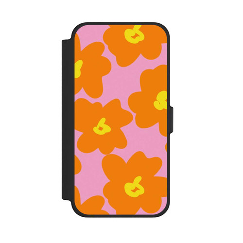 Apple iPhone 12 Pro Max NIVOflip Retro Blumenmuster Pink und Orange