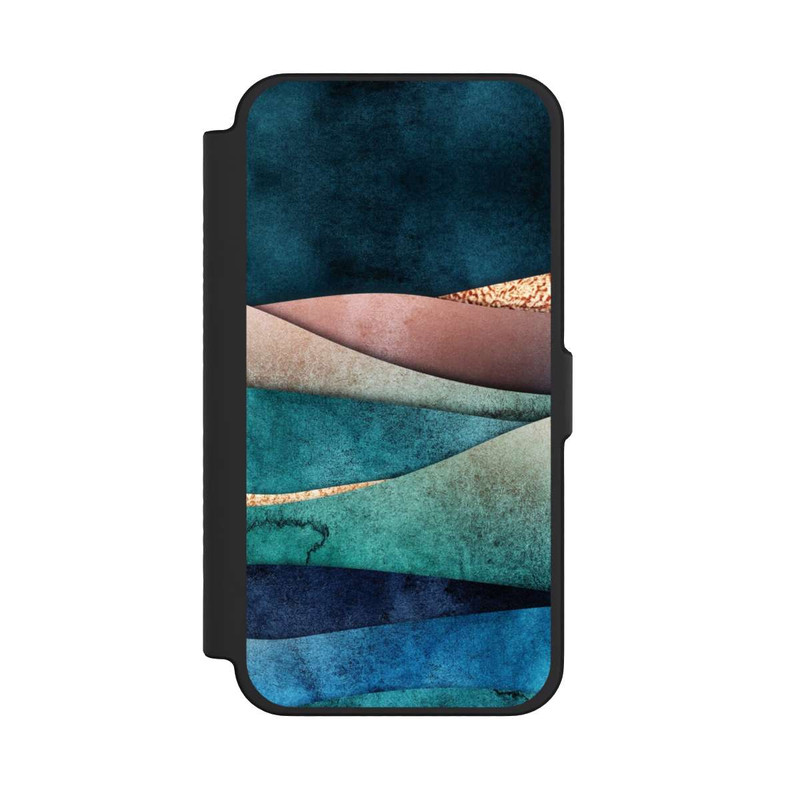 iPhone 12 Pro Max NIVOflip Blau-Goldene Wellen