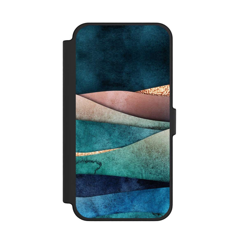 iPhone 12 Pro Max NIVOflip Blau-Goldene Wellen
