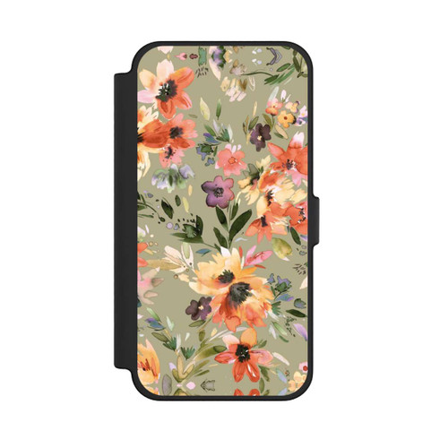 Apple iPhone 12 Pro Max NIVOflip Malerische tropische Blumen Salbeigrün