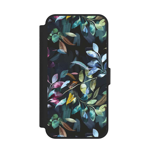 Apple iPhone 12 Pro Max NIVOflip Mystische Aquarellblätter schwarz