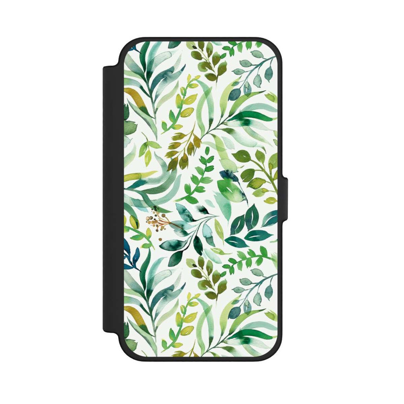 iPhone 12 Pro Max NIVOflip Aquarelle Palmes Feuilles Botanique Vert