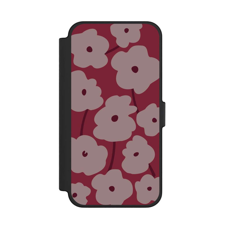 iPhone 12 Pro Max NIVOflip Minimalistische Blumen Bordeaux