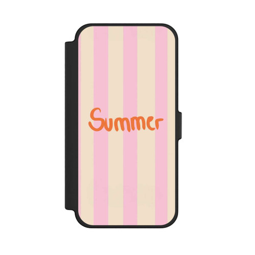 Apple iPhone 12 Pro Max NIVOflip Summer- Rosa und Orange Streifen Hintergrund