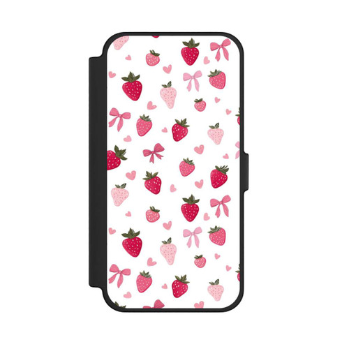Apple iPhone 12 Pro Max NIVOflip Erdbeer Herz Schleifen Muster Pink
