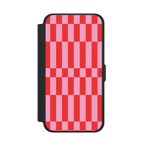 Apple iPhone 12 Pro Max NIVOflip Checked Abstract Bold Coral Red and Pink Color Block