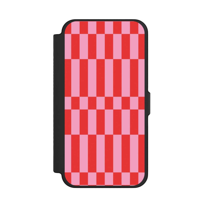 iPhone 12 Pro Max NIVOflip Checked Abstract Bold Coral Red and Pink Color Block