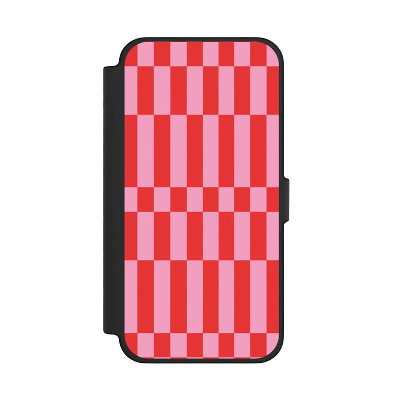 iPhone 12 Pro Max NIVOflip Checked Abstract Bold Coral Red and Pink Color Block