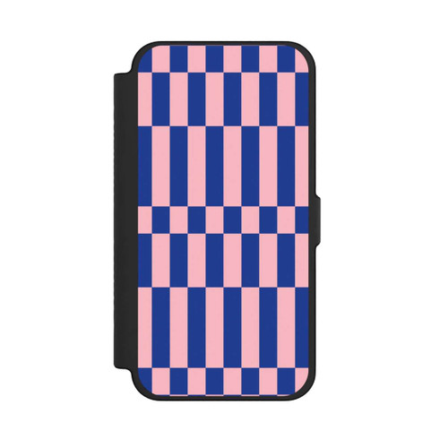Apple iPhone 12 Pro Max NIVOflip Checked Abstract Bold Electric Blue and Pink Color Block
