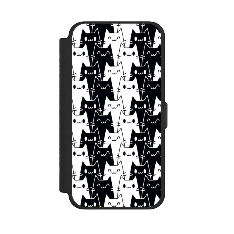 iPhone 12 Pro Max NIVOflip Katzentapete Schwarz Weiß