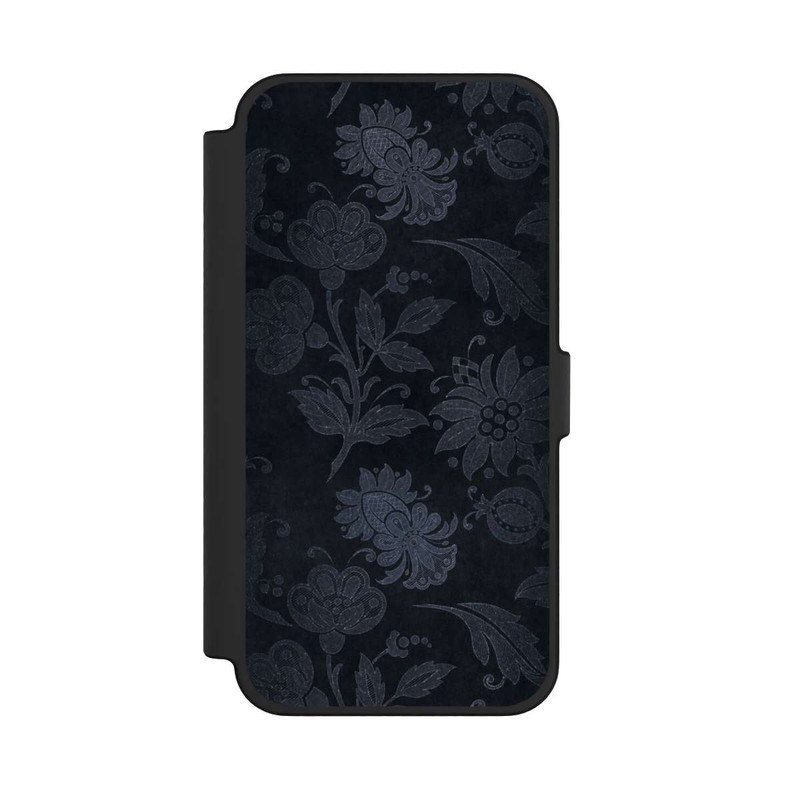 iPhone 12 Pro Max NIVOflip  Silberne Blumen auf Samt