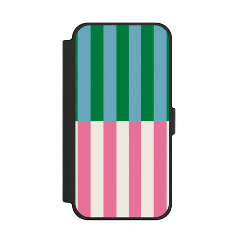 Apple iPhone 12 Pro Max NIVOflip Motif Rayé Vert Rose
