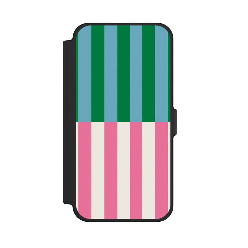 iPhone 12 Pro Max NIVOflip Motif Rayé Vert Rose