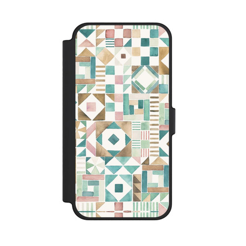 Apple iPhone 12 Pro Max NIVOflip Geometric Blocks Retro Vintage Patchwork Green