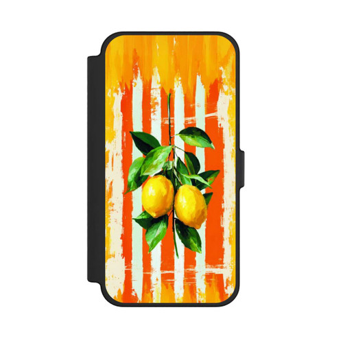 Apple iPhone 12 Pro Max NIVOflip Zitronen auf gestreiftem Hintergrund Sommer mit KI