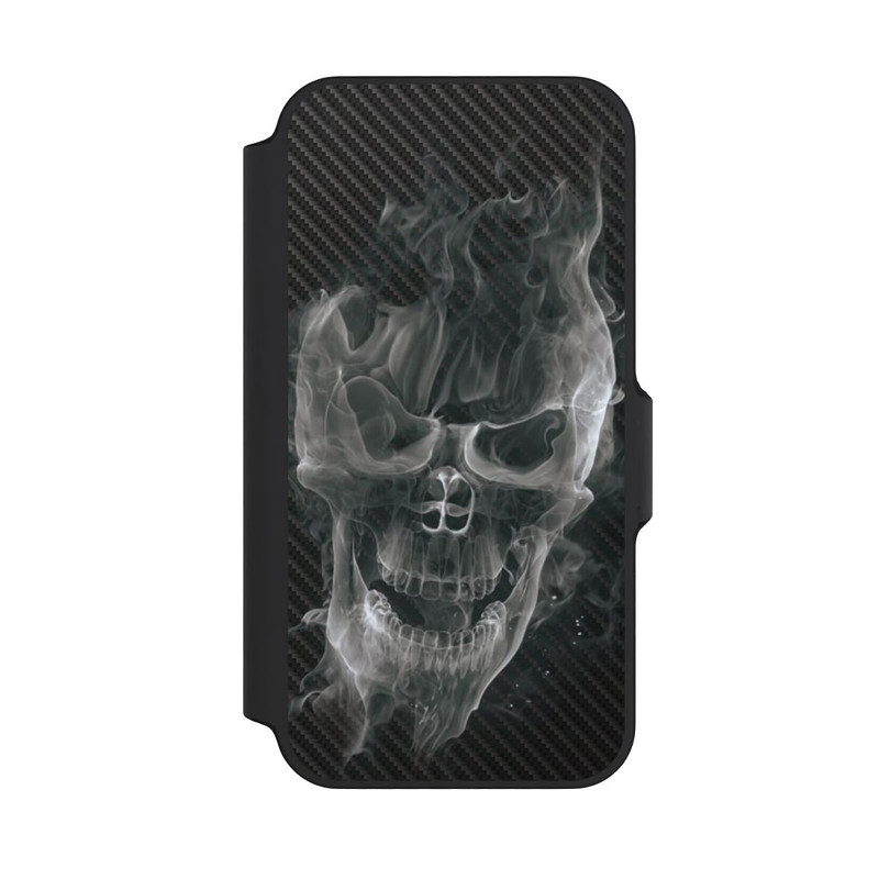 iPhone 13 Mini NIVOflip rauchender Totenkopf Carbon