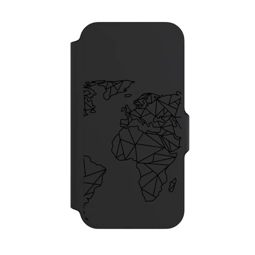 Apple iPhone 13 Mini NIVOflip Polygon Weltkarte Schwarz ohne Hintergrund