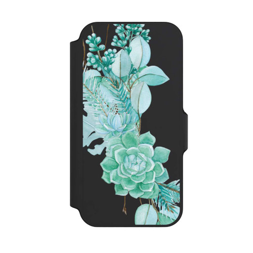 Apple iPhone 13 Mini NIVOflip Sukkulenten Blumen Mintgrün Transparent