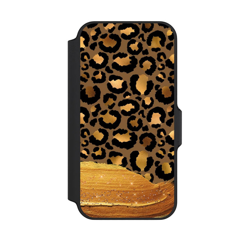 iPhone 13 Mini NIVOflip Dunkelgoldener Leoparden Glitzerlook