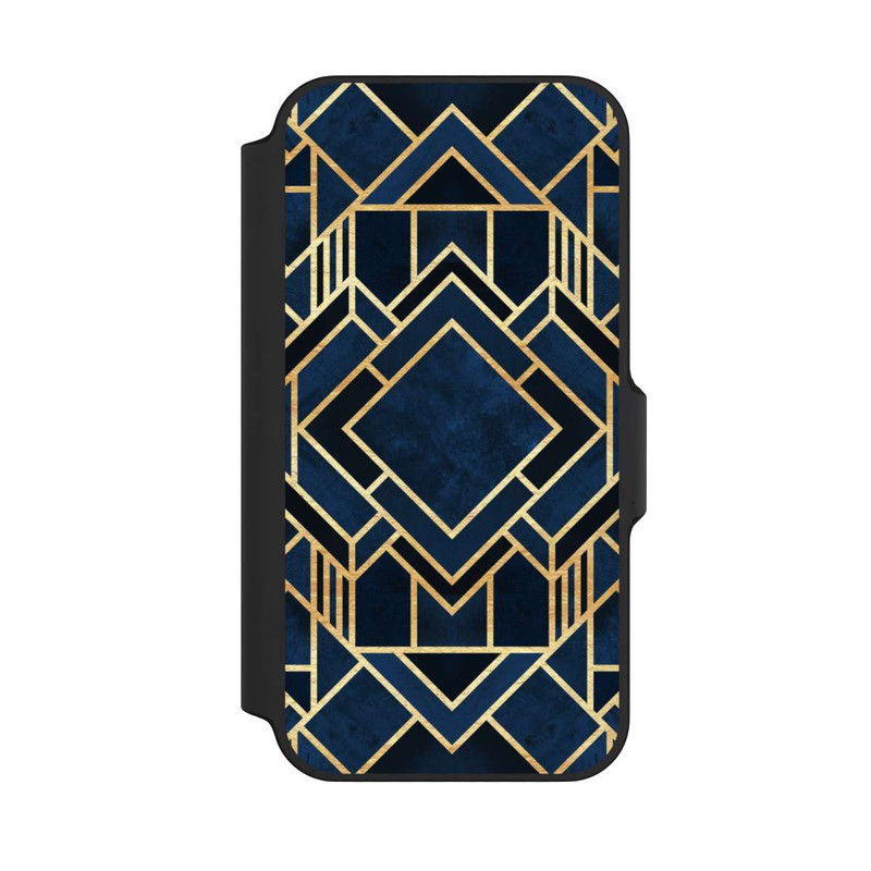 iPhone 13 Mini NIVOflip Kunst Deko Blau Golddruck