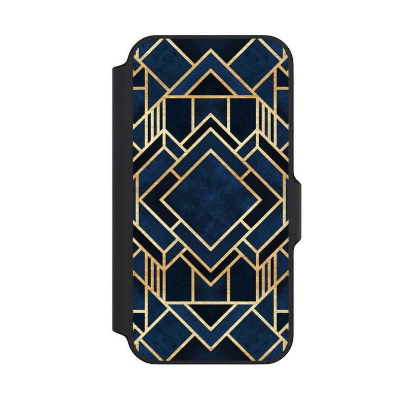 iPhone 13 Mini NIVOflip Kunst Deko Blau Golddruck