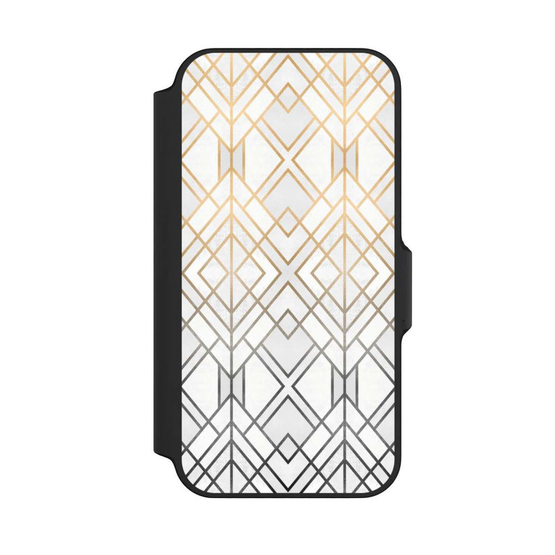 iPhone 13 Mini NIVOflip Gold und Grauer Geo Golddruck