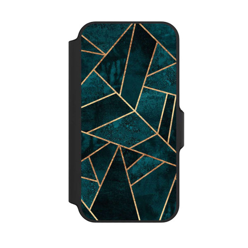 Apple iPhone 13 Mini NIVOflip Tief Blaugrün Stein Gold Druck