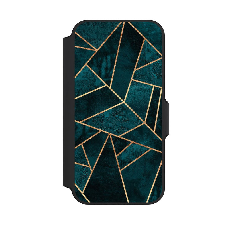 iPhone 13 Mini NIVOflip Tief Blaugrün Stein Gold Druck