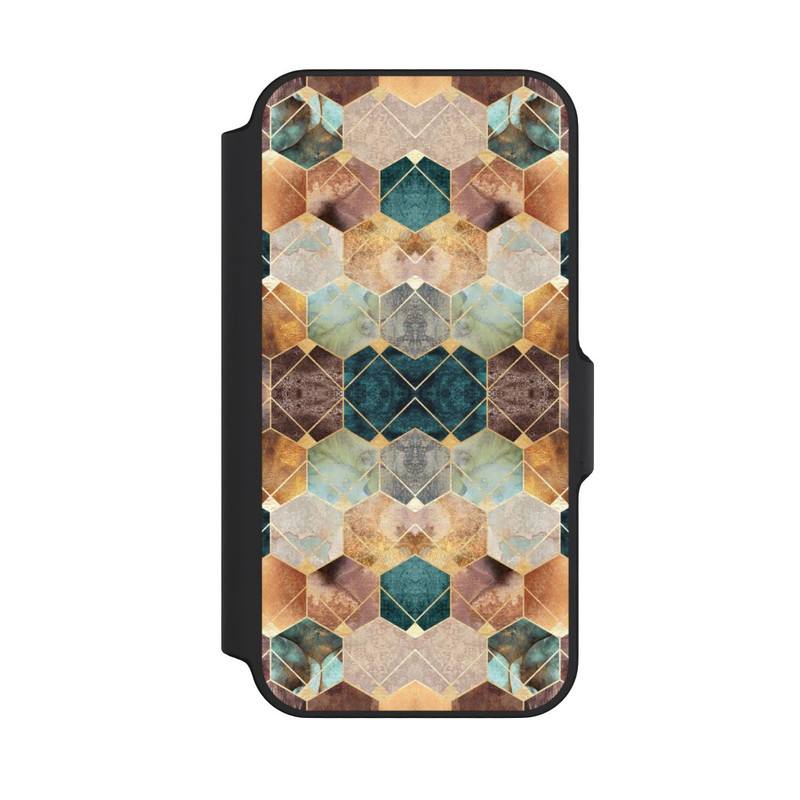 iPhone 13 Mini NIVOflip Naturfarbene Sechsecke und Diamanten