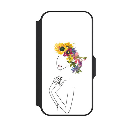 Apple iPhone 13 Mini NIVOflip Line Art Woman flowercrown