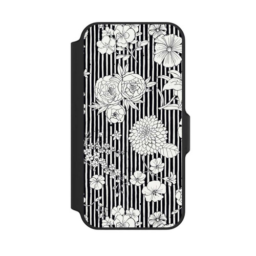 Apple iPhone 13 Mini NIVOflip Blumen und Streifen Schwarz und Weiß