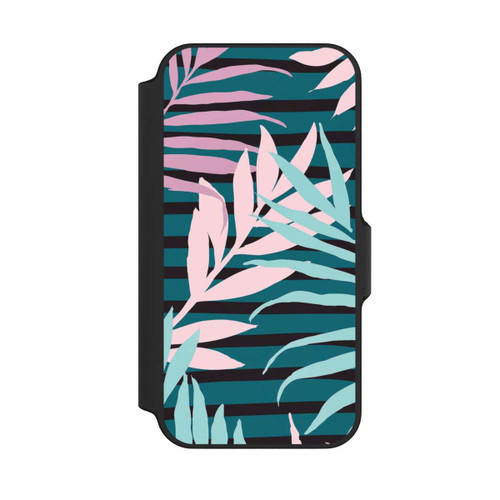 Apple iPhone 13 Mini NIVOflip Pastel Jungle Leaves Pink Teal Seamless