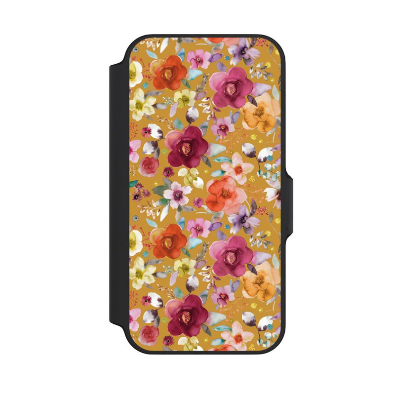 iPhone 13 Mini NIVOflip Bouquets de fleurs printanières moutarde